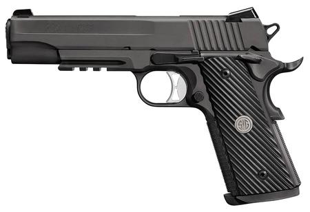 1911, 10MM, 5IN, TAC OPS, BLK, SAO, SIGLITE, BLK POLYMER GRIP, (4) 8RD STEEL MA