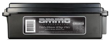 AMMO INC 7.62X39MM 123GR FMJ BRASS 200 RND BOX