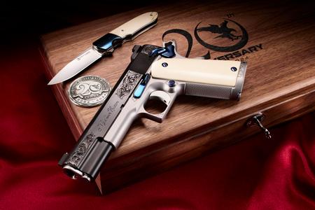 NIGHTHAWK 1911 20TH ANNIVERSARY GOV IVORY GRIP ENGRAVED TWO TONE .45ACP